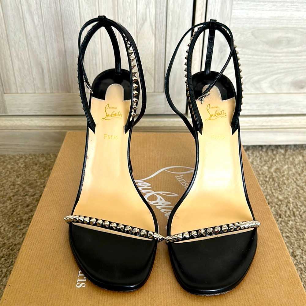 Christian Louboutin Black So Me 100 Spike Sandals Size 41.5